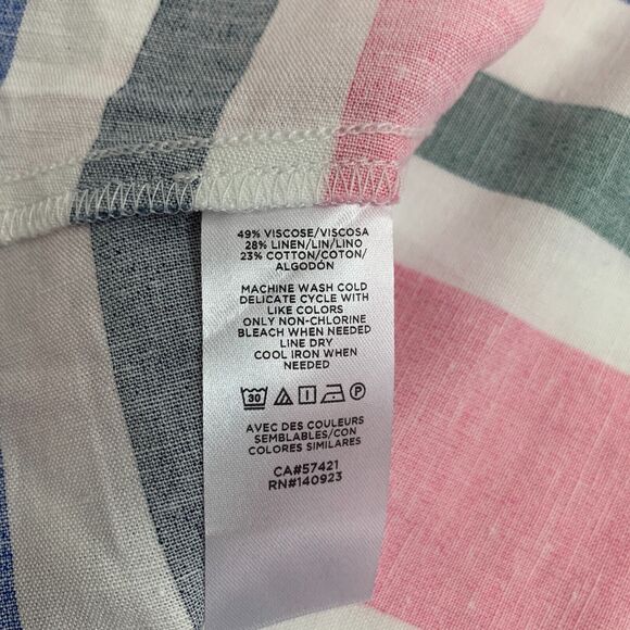 Loft Linen Blend Dress Womens Small Halter Ring Neck Striped Sleeveless Keyhole - Picture 9 of 13